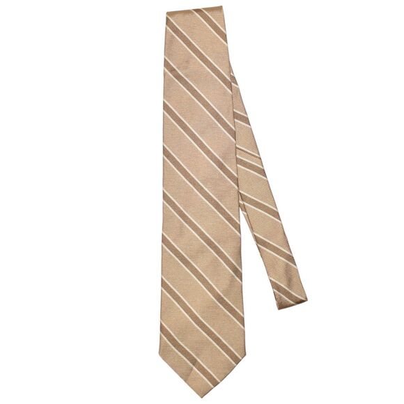 BREUER $89 Diagonal Stripe Silk Tie Gold/Brown OS One Size - Picture 1 of 3
